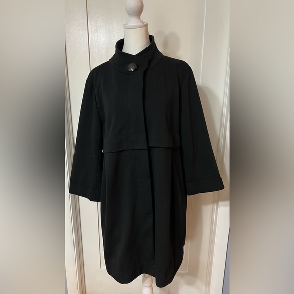 Vtg Black Womens long coat L buttons Michael Kors winter jacket Goth Romantic - Picture 1 of 16